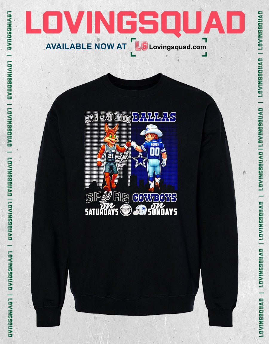 San Antonio Spurs On Saturdays And Dallas Cowboys On Sundays Mascots Graphic Shirt