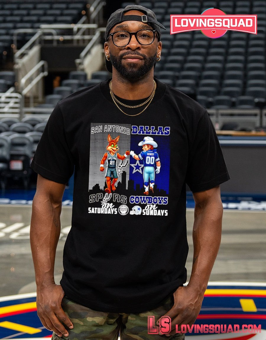San Antonio Spurs On Saturdays And Dallas Cowboys On Sundays Mascots Graphic Shirt