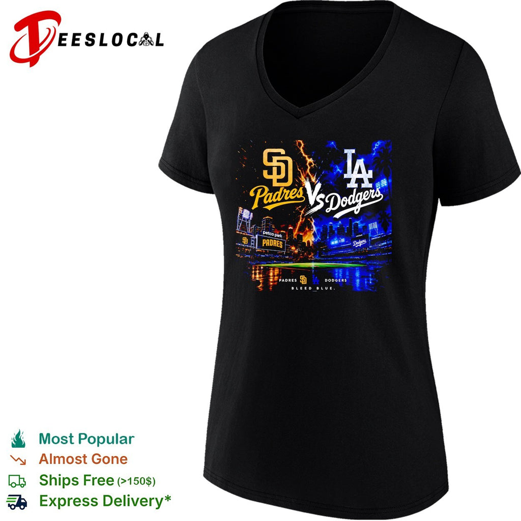San Diego Padres vs Los Angeles Dodgers bleed blue stadium lightning shirt