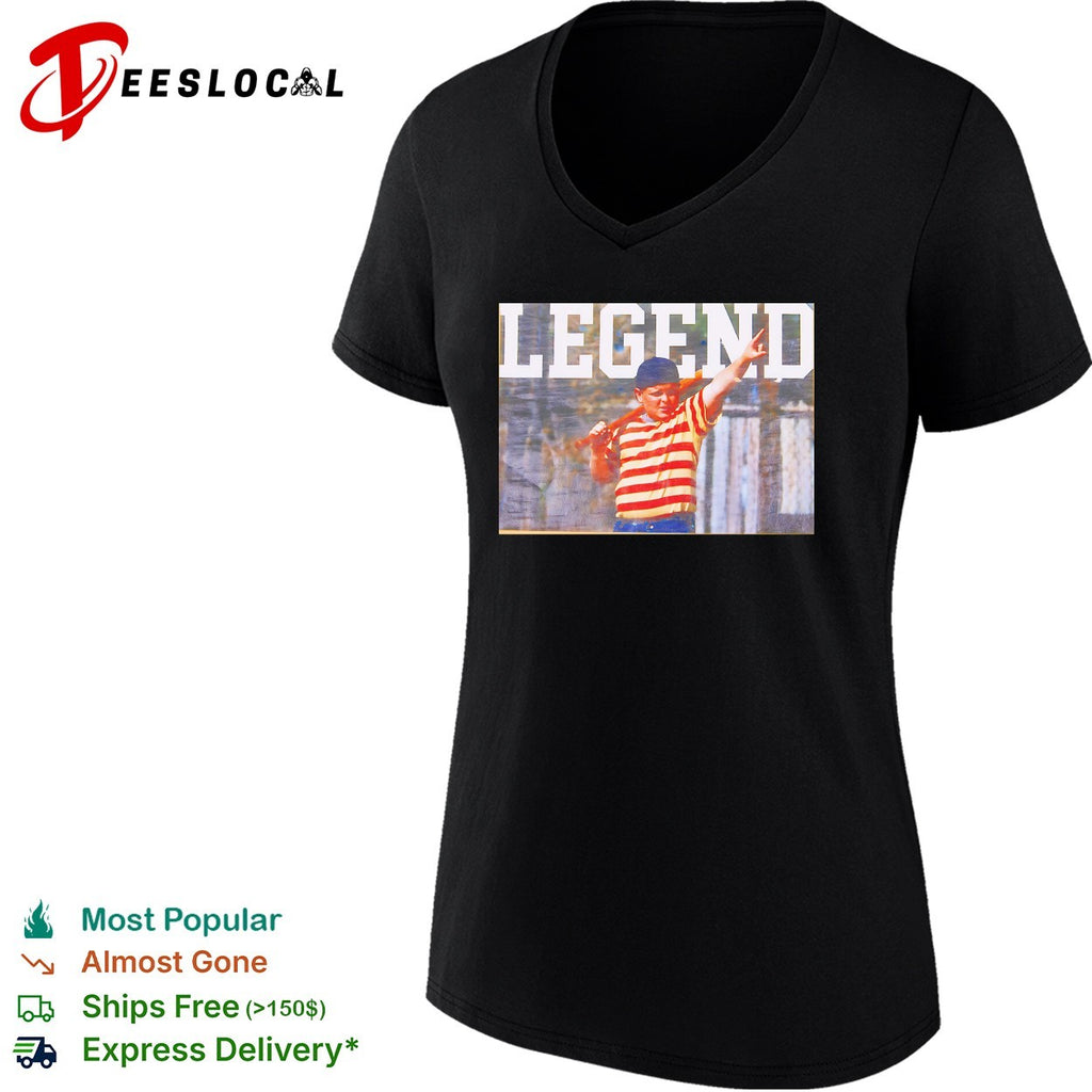 Sandlot kid legend holding bat pointing shirt