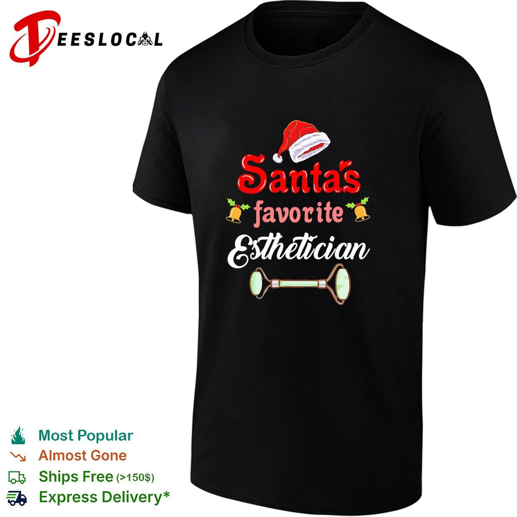 Santa’s favorite esthetician Christmas jade roller shirt