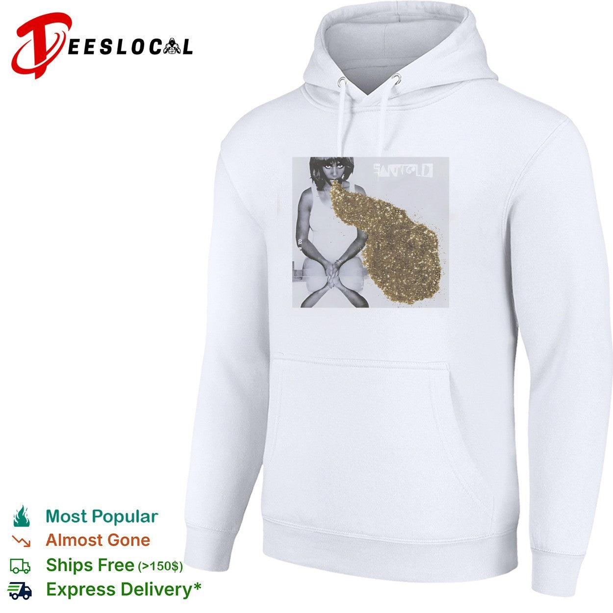 Santigold gold glitter promotional photo album shirt