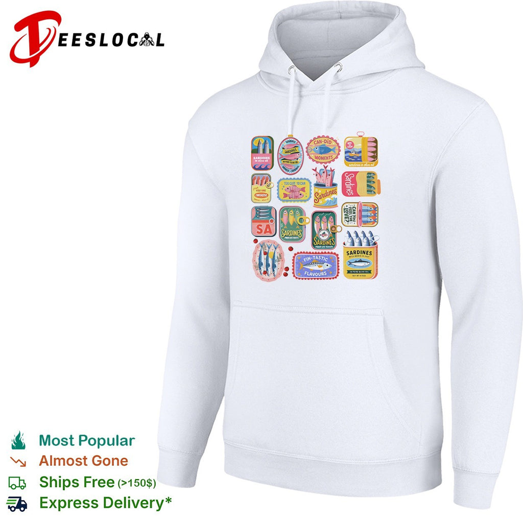 Sardines collection various canned fish designs shirt