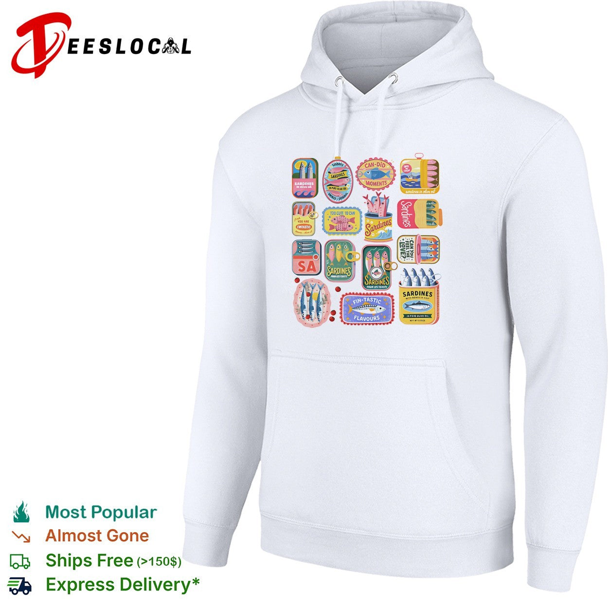 Sardines collection various canned fish designs shirt