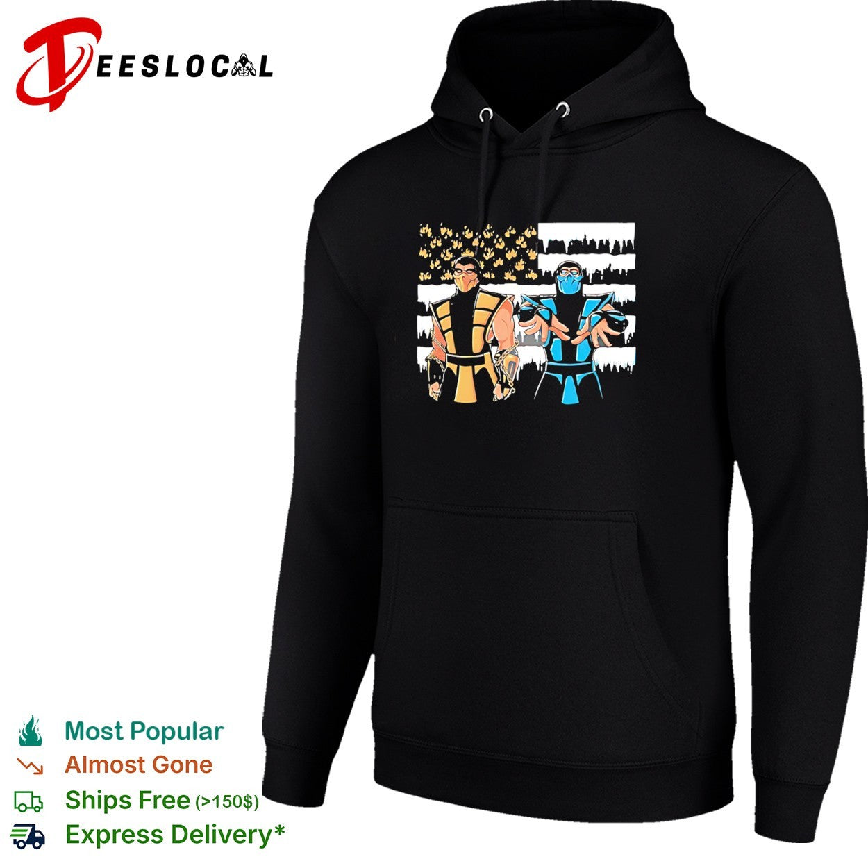 Scorpion and Sub-Zero Mortal Kombat American Flag Fire and Ice Inspired shirt
