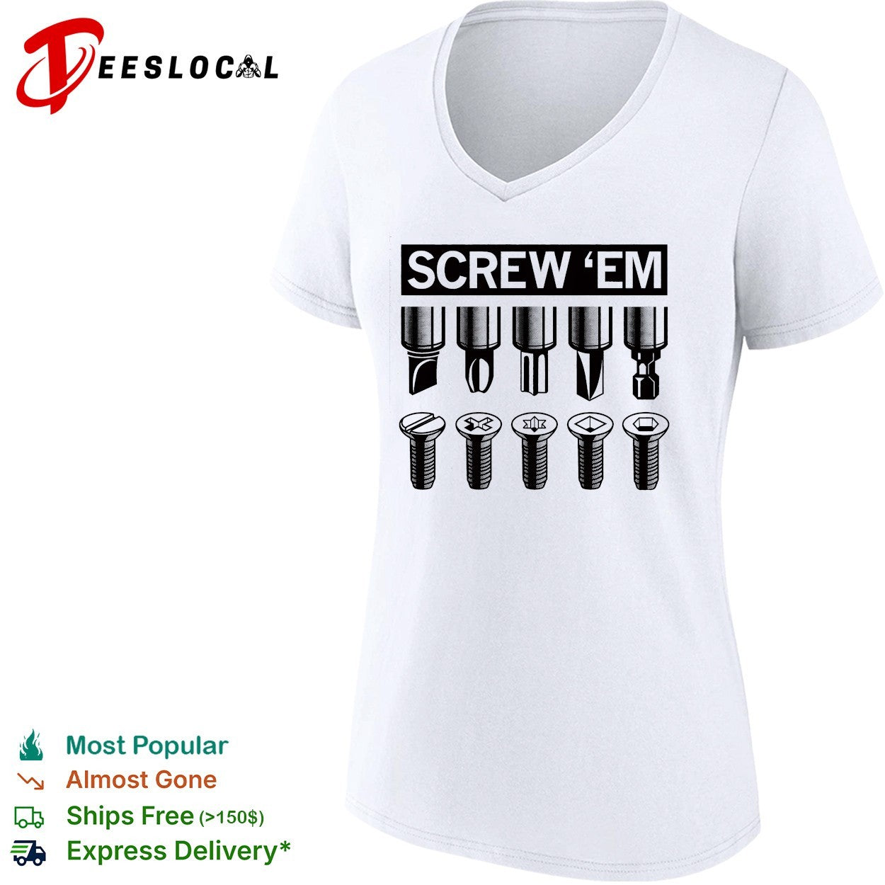 Screw ’em screwdriver bits types chart shirt
