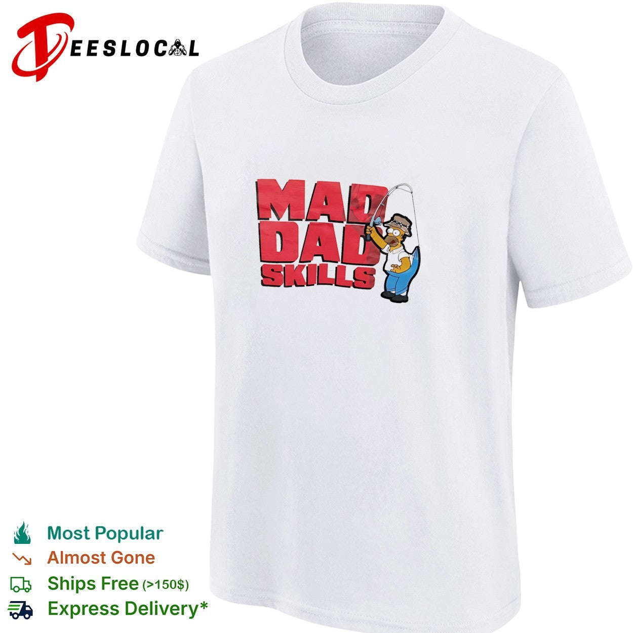 Simps Homer mad dad skills fishing shirt