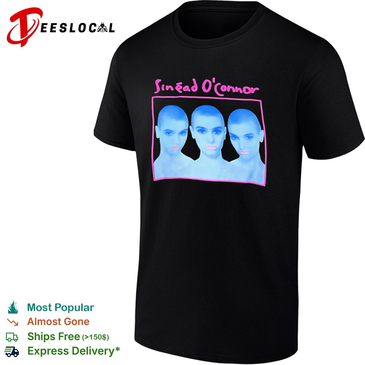 Sinead Oconnor triple portrait iconic musician 90s shirt