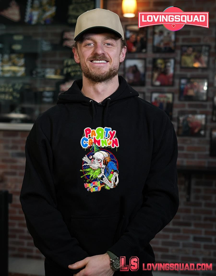 Skeleton party cannon volumes of vomit shirt