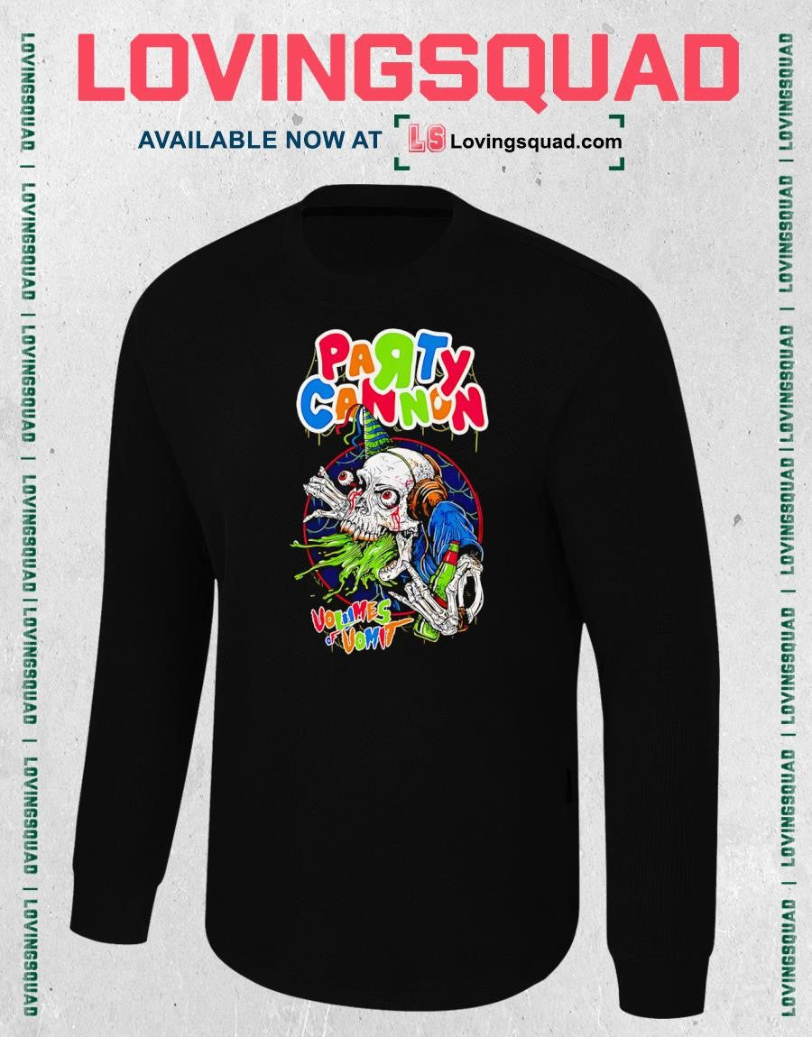 Skeleton party cannon volumes of vomit shirt