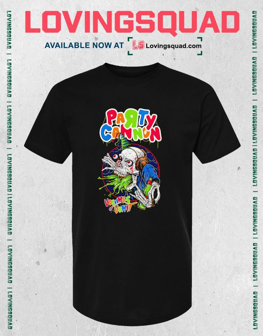 Skeleton party cannon volumes of vomit shirt