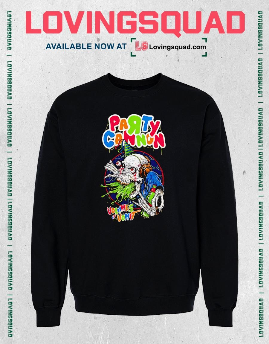 Skeleton party cannon volumes of vomit shirt