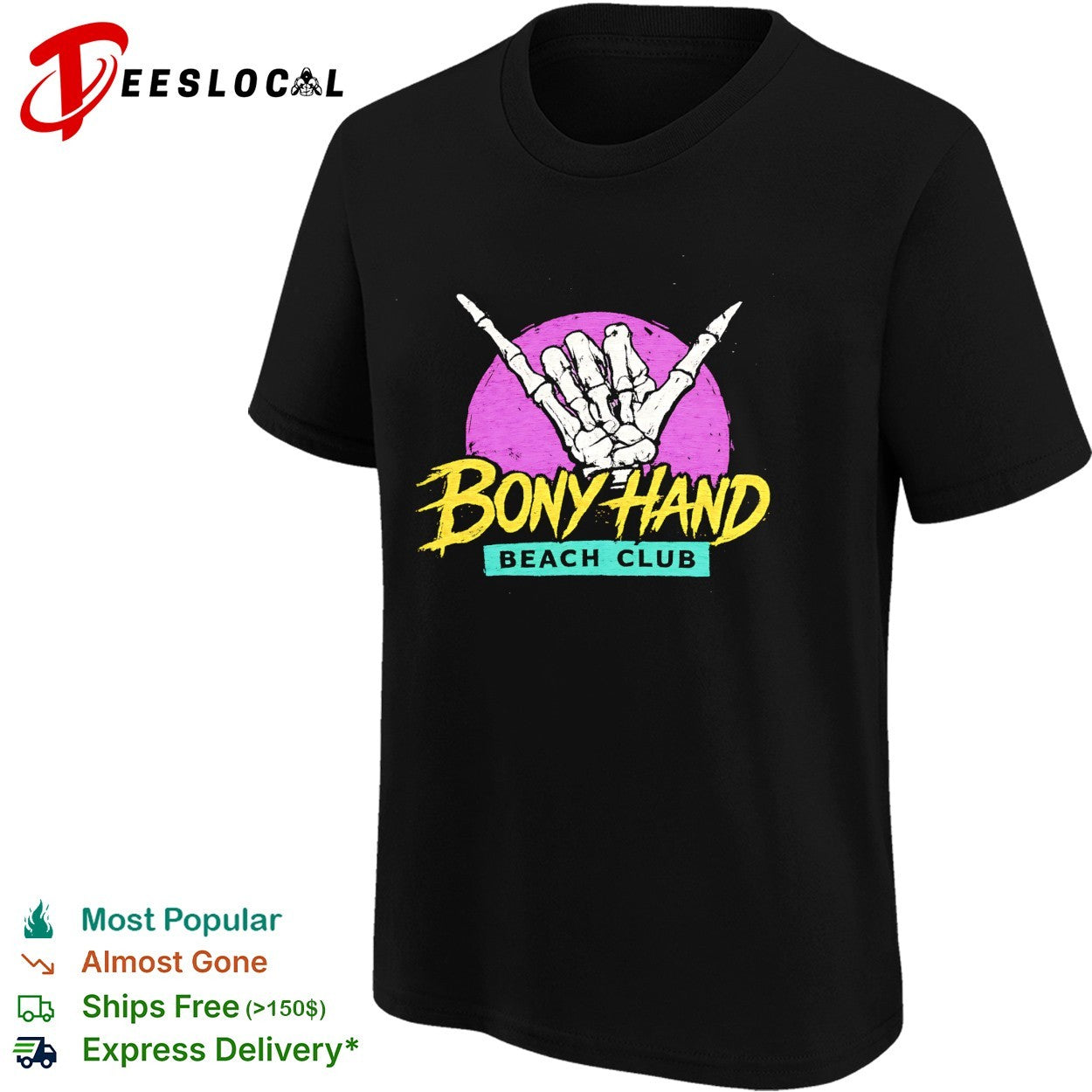 Skeleton shaka hand Bony Hand Beach Club shirt