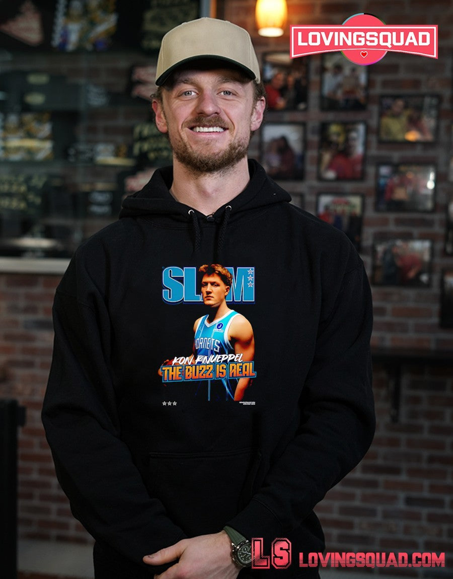 Slam Kon Knueppel Black Charlotte Hornets Cover Graphic Shirt