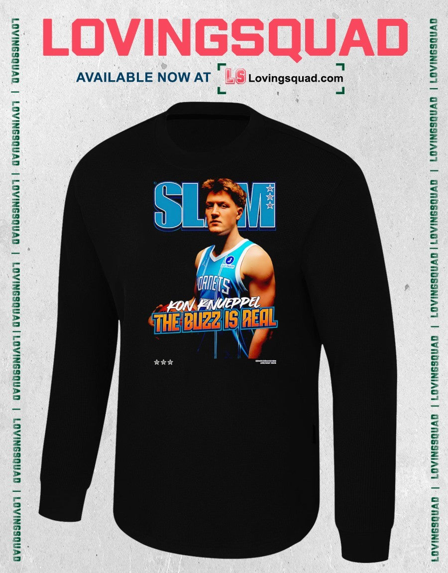 Slam Kon Knueppel Black Charlotte Hornets Cover Graphic Shirt