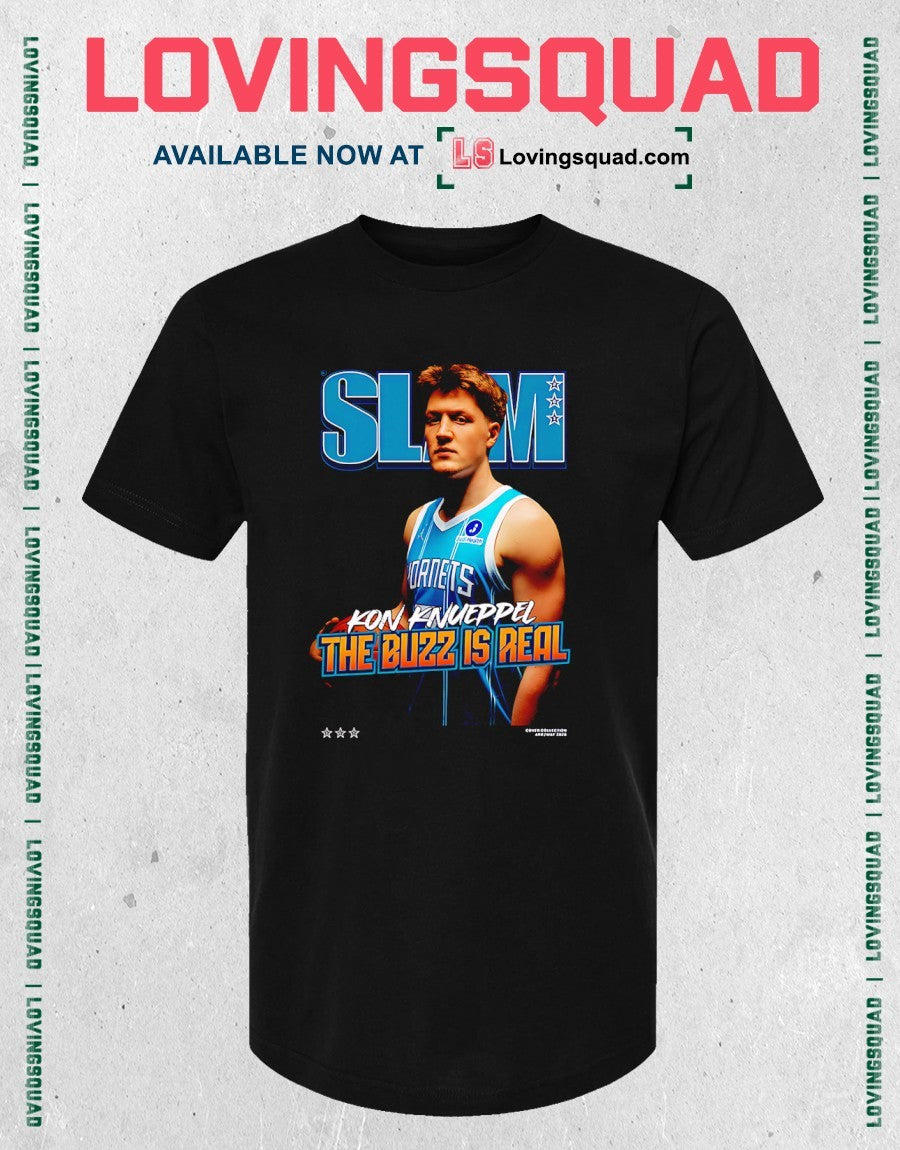 Slam Kon Knueppel Black Charlotte Hornets Cover Graphic Shirt