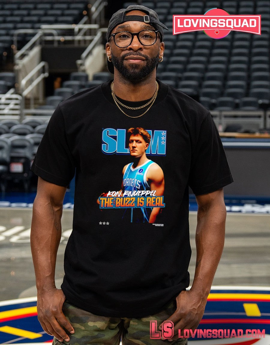 Slam Kon Knueppel Black Charlotte Hornets Cover Graphic Shirt