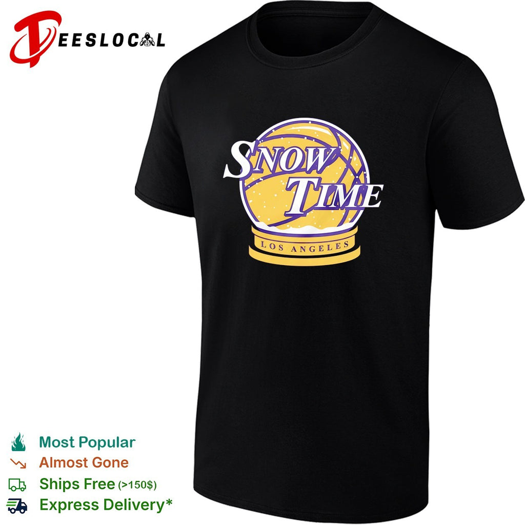 Snow Time Los Angeles Lakers basketball snow globe Showtime parody shirt