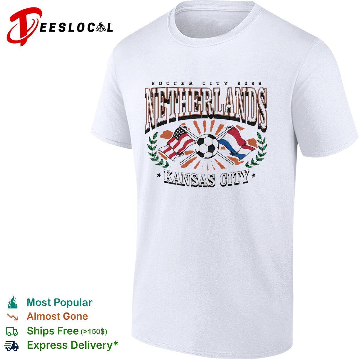 Soccer City 2026 Netherlands Kansas City United States Flag Soccer Ball shirt