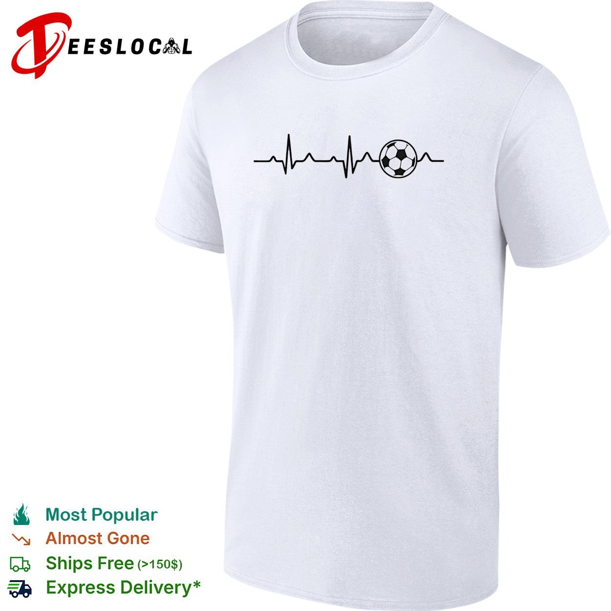 Soccer ball heartbeat EKG lifeline shirt