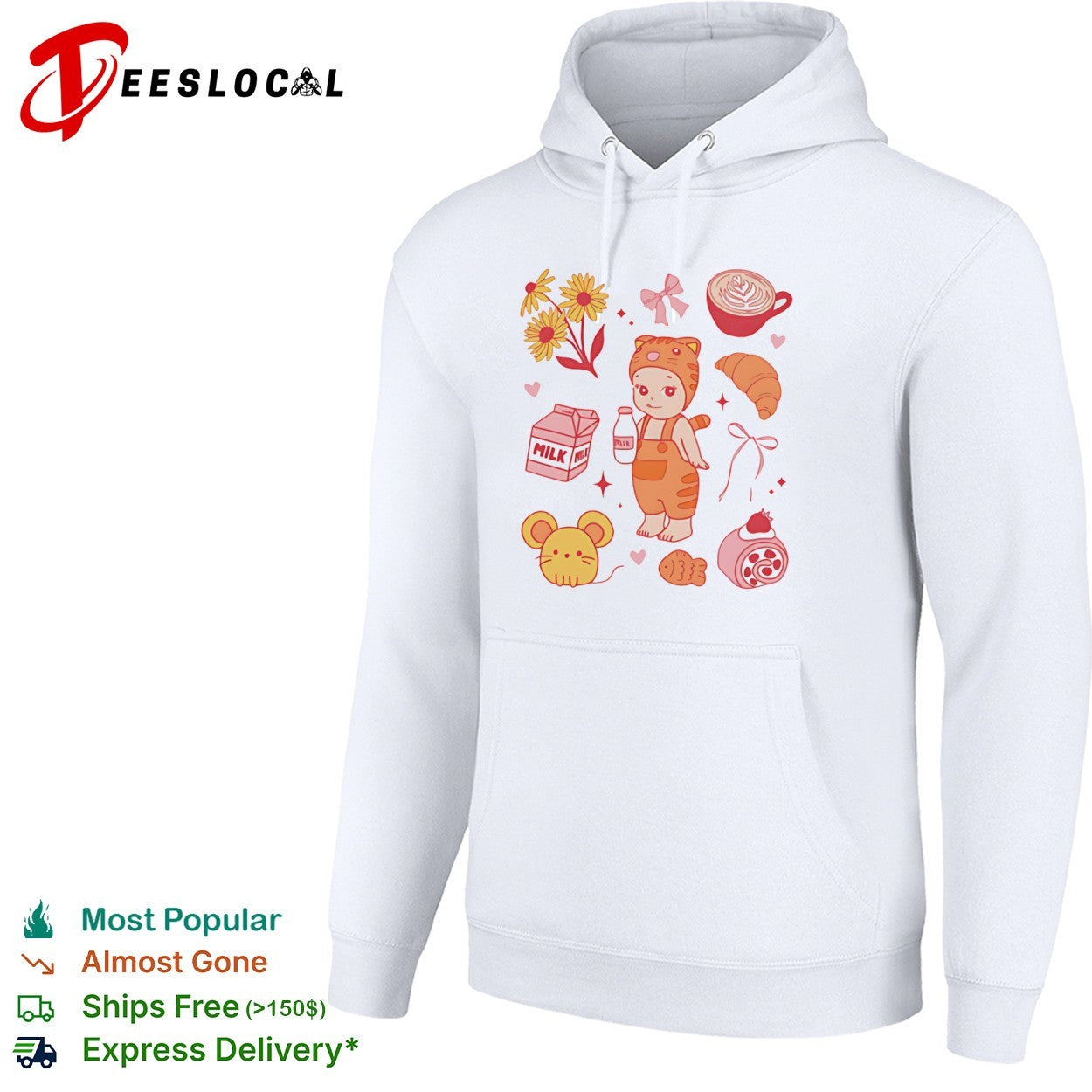 Sonny Angel Tiger Milk and Flowers Latte Croissant Mouse Strawberry Roll shirt