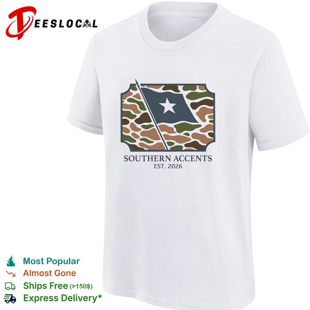 Southern Accents est 2026 camo flag shirt