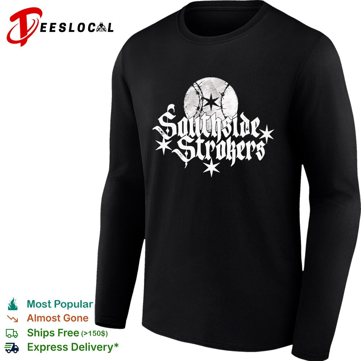 Southside Strokers Chicago Baseball White Star Barbed Wire Shirt