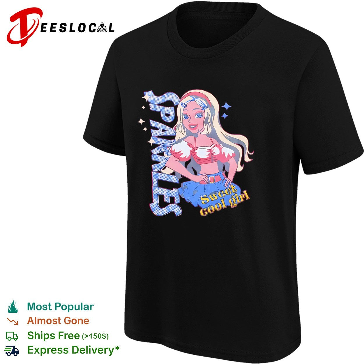 Sparkles Sweet Cool Girl Y2K Aesthetic Retro Cartoon Anime shirt