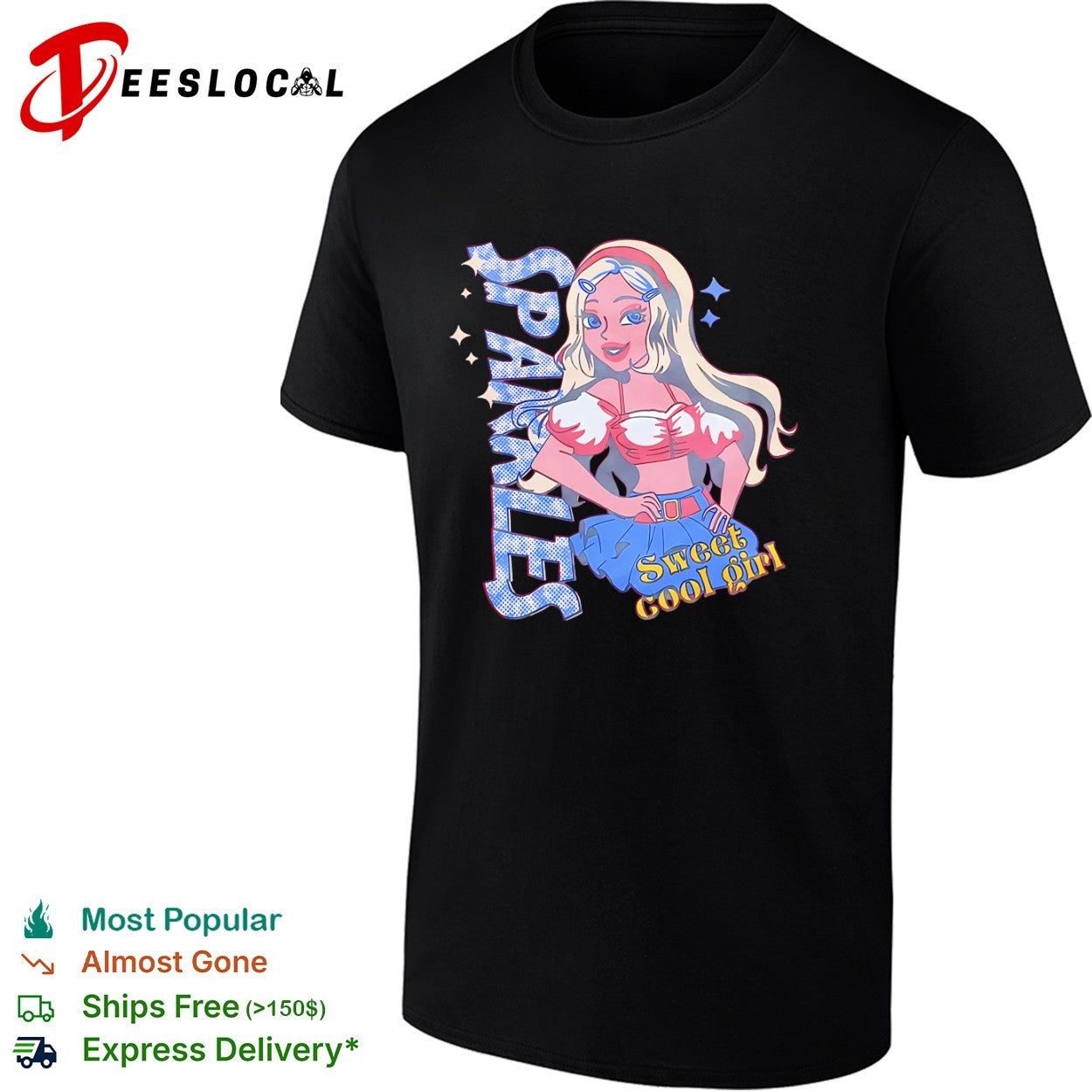 Sparkles Sweet Cool Girl Y2K Aesthetic Retro Cartoon Anime shirt