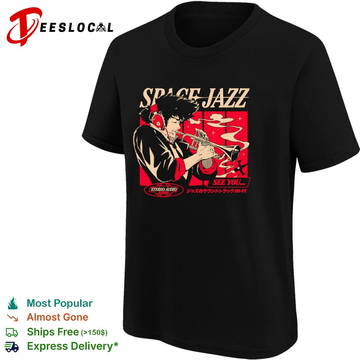 Spike Spiegel Cowboy Bebop space jazz see you trumpet anime shirt