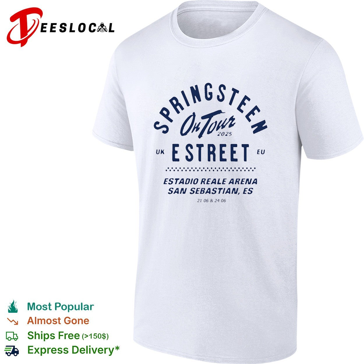 Springsteen on tour 2025 E Street UK EU Estadio Reale Arena San Sebastian shirt