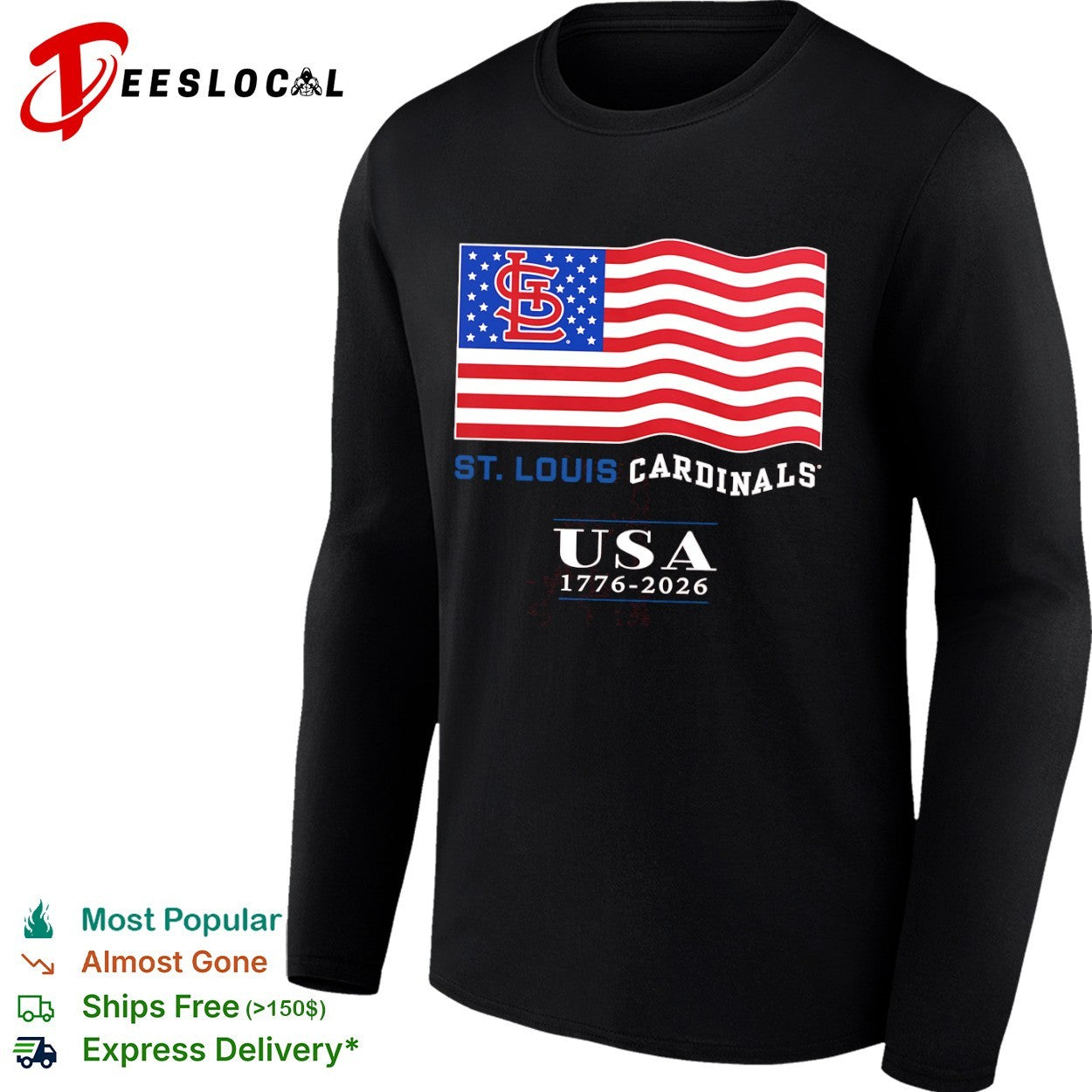 St Louis Cardinals USA 1776 2026 American Flag MLB Baseball shirt