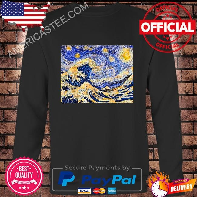 Starry night over the great wave off kanagawa shirt