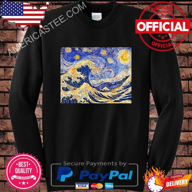 Starry night over the great wave off kanagawa shirt