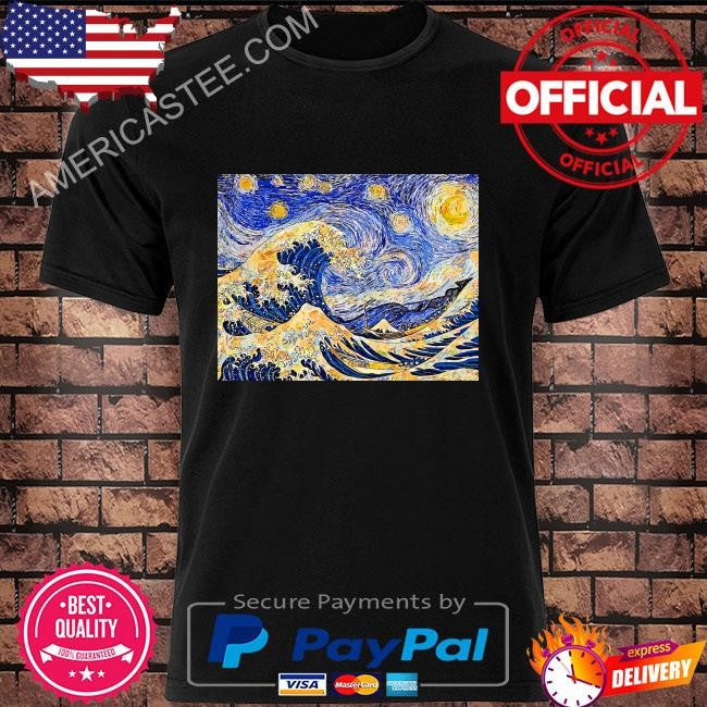 Starry night over the great wave off kanagawa shirt