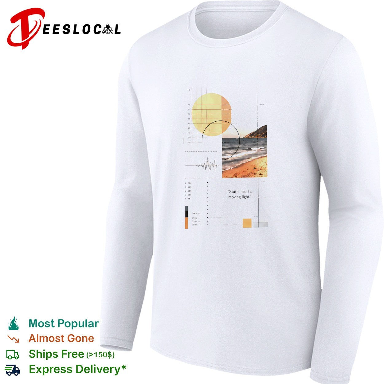 Static hearts moving light beach photo collage shirt