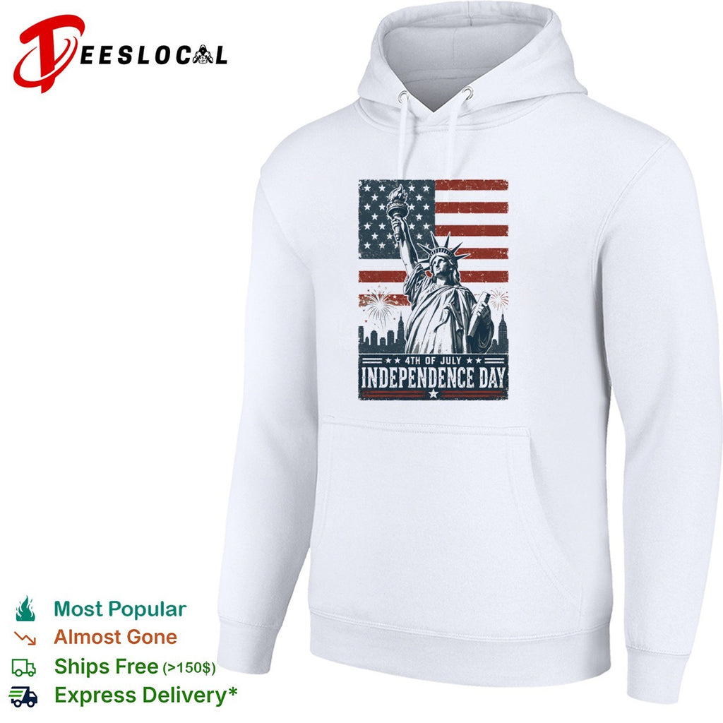 Statue of Liberty 4th of July Independence Day fireworks city skyline shirt