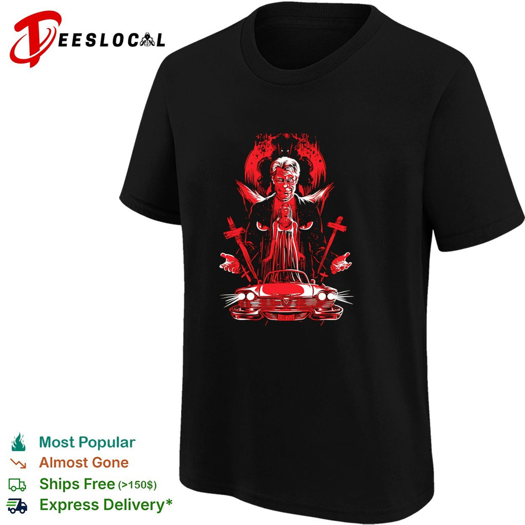 Stephen King featuring imagery from Christine Carrie Pet Sematary and It shirt