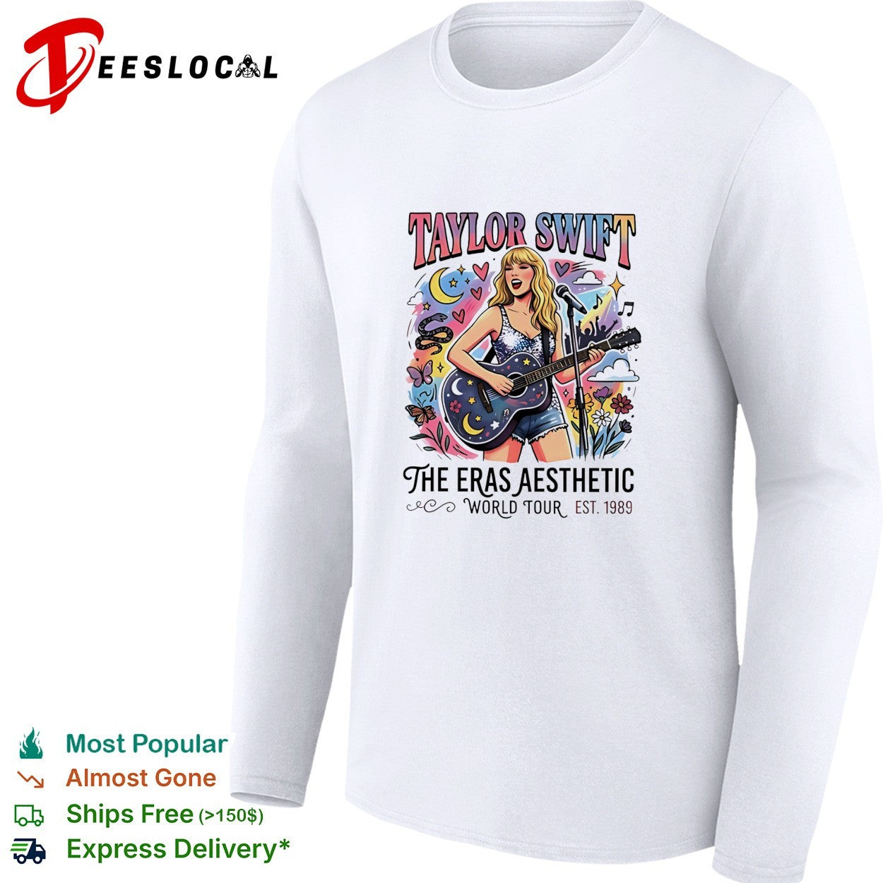 Swift playing guitar the eras aesthetic world tour retro shirt