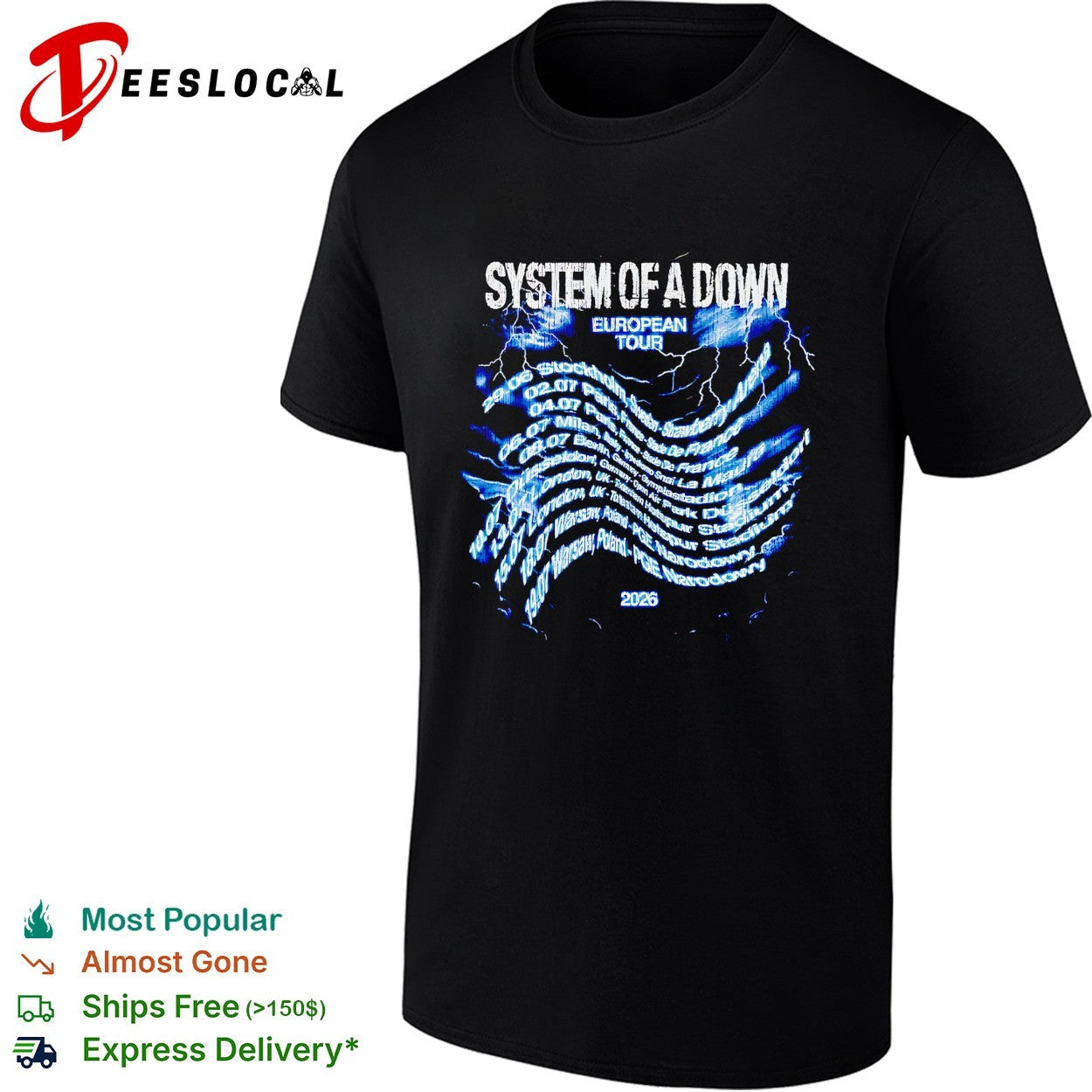 System Of A Down EU And UK The Hand Over Globe With Dates shirt