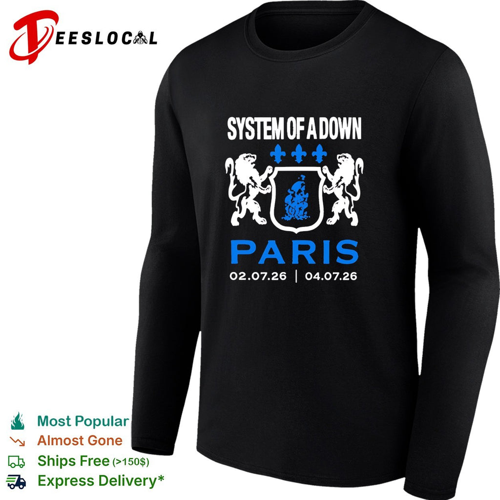 System of a Down Paris concert July 2026 heraldic crest lions shirt