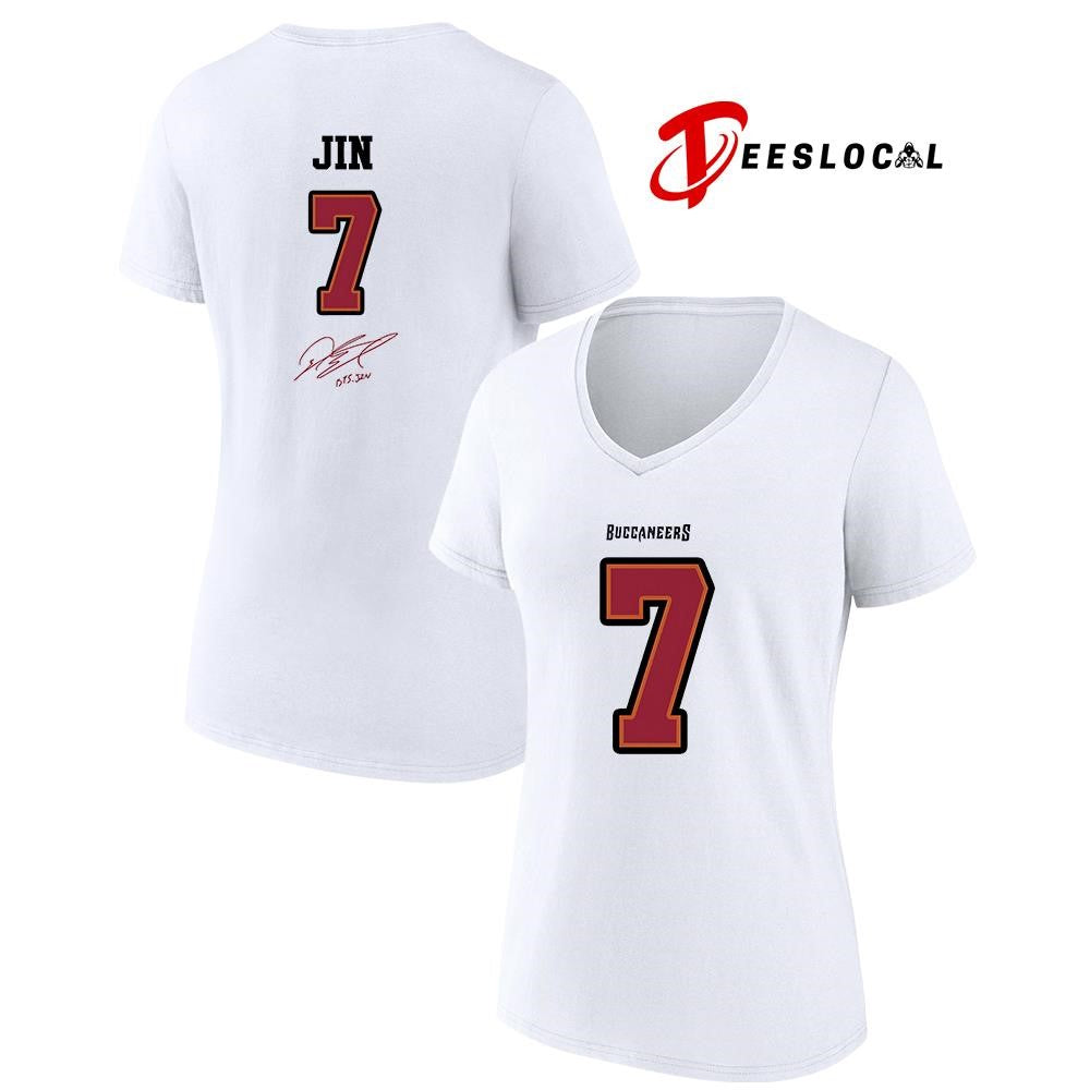 Tampa Bay Buccaneers x BTS Jin 7 name and number signature shirt