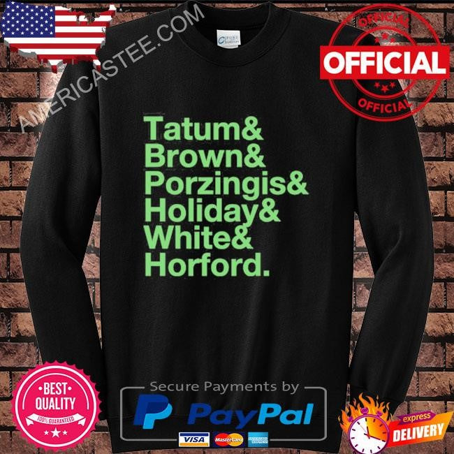 Tatum Brown Porzingis Holiday White Horford Boston Celtics Shirt