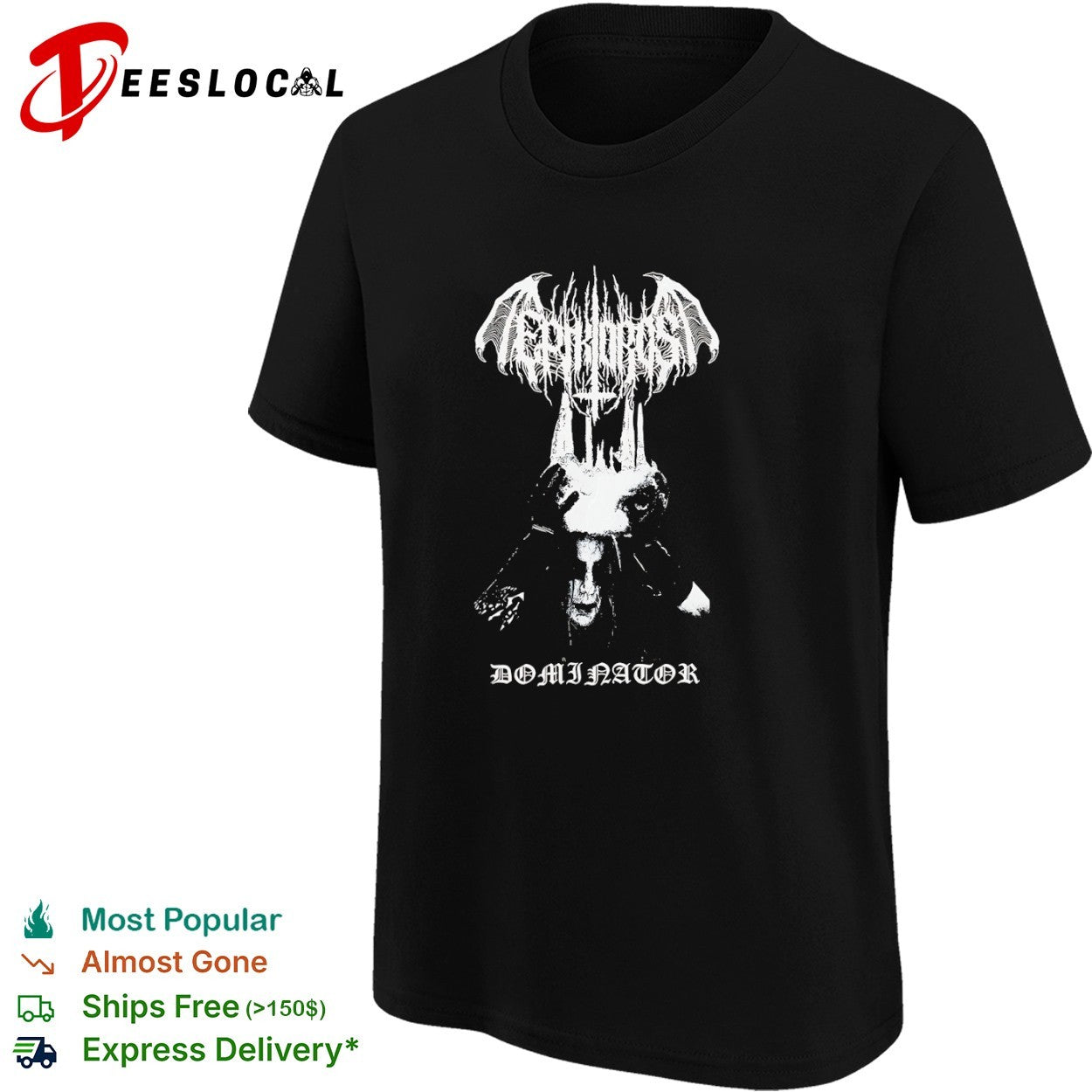 Tephroast Dominator black metal corpse paint skull crown shirt