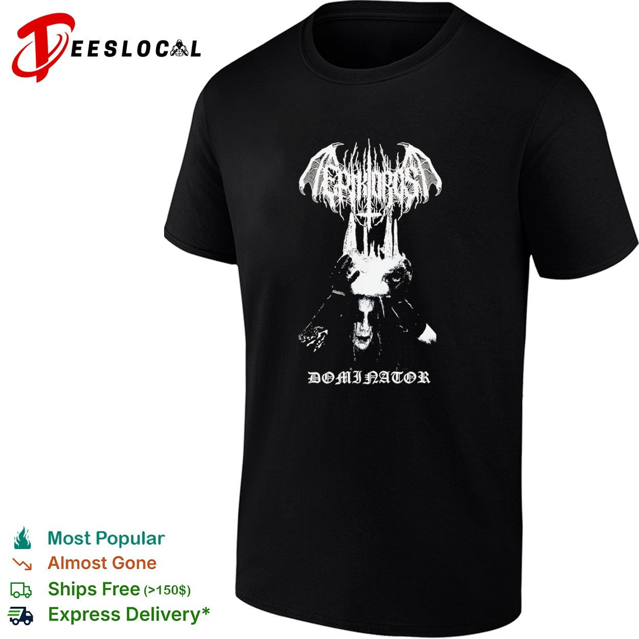 Tephroast Dominator black metal corpse paint skull crown shirt