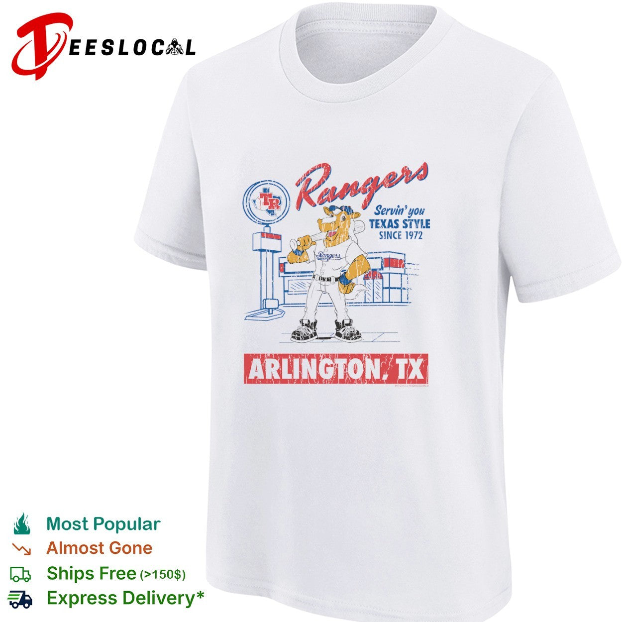 Texas Rangers Captain Mascot Servin you Texas Style Since 1972 Arlington TX shirt