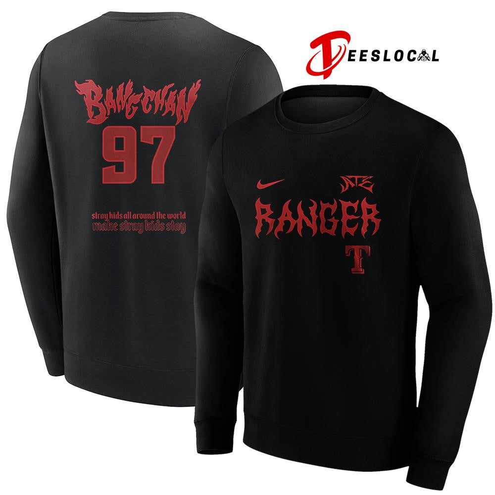 Texas Rangers x Stray Kids Bangchan all around the world Dominate world tour name and number shirt