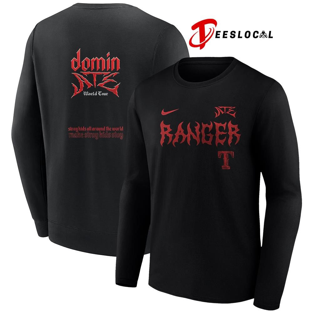 Texas Rangers x Stray Kids Domin all around the world Dominate world tour name and number shirt