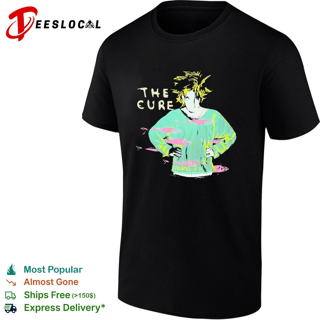 The Cure Robert Smith 1989 Fish Band Tour Rock shirt