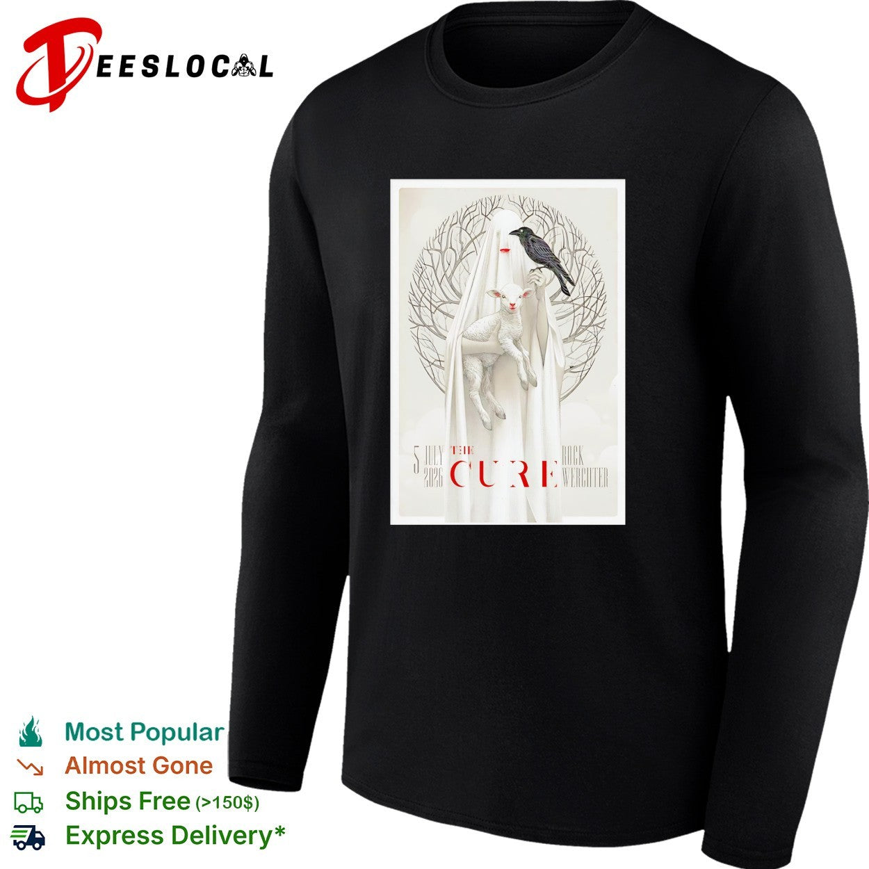 The Cure Rock Werchter July 5 2026 ghost holding lamb and raven concert shirt